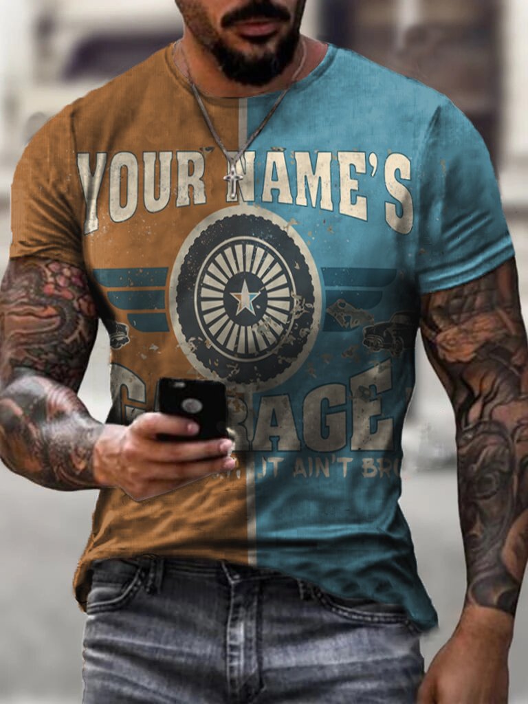 YOUR NAME Vintage Print Biker T-Shirt