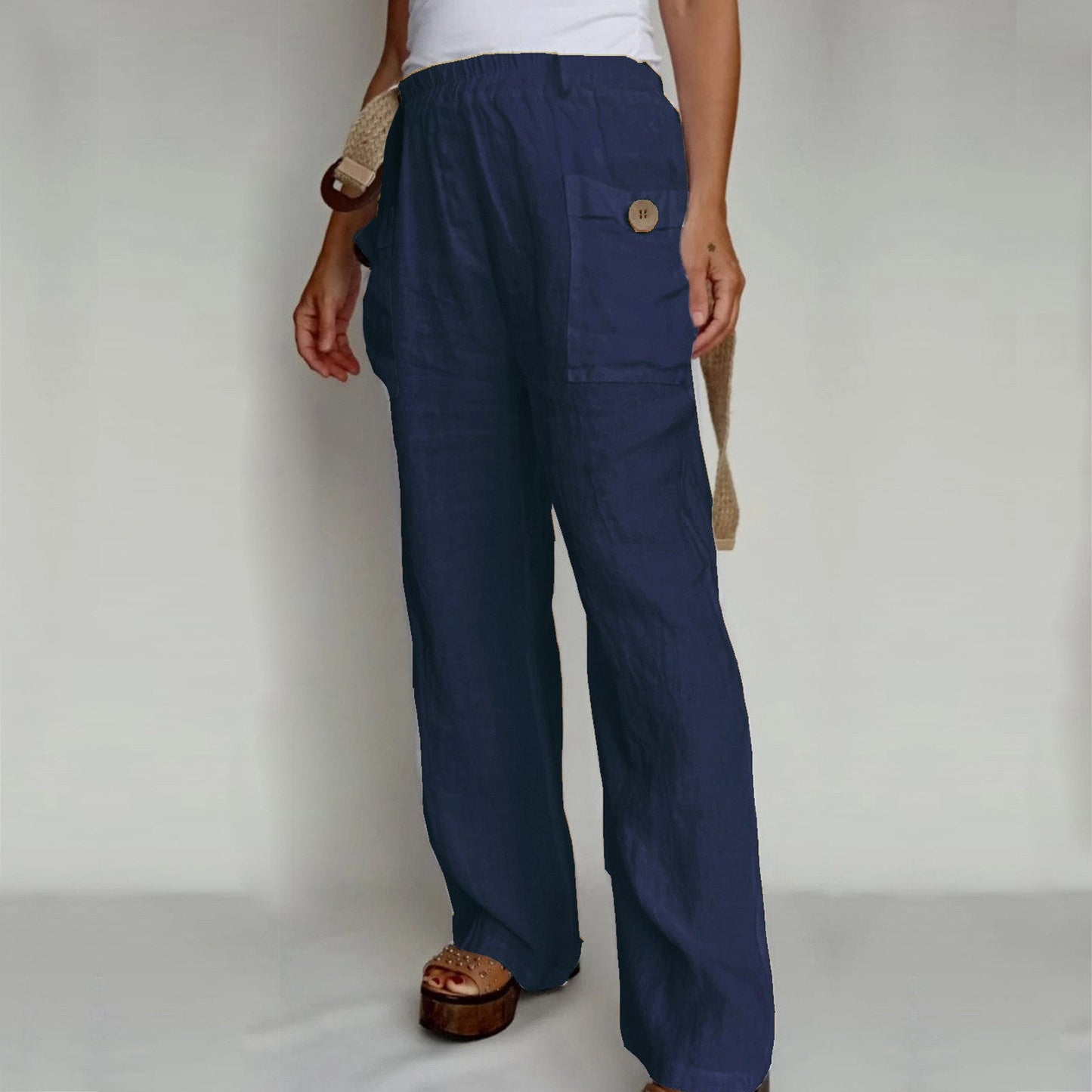 Cotton linen casual pants home trousers