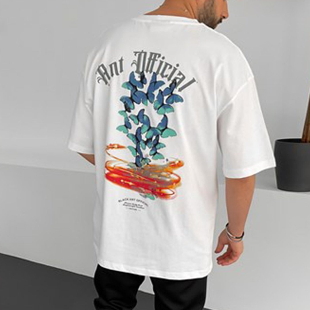 Men's Oversized Butterfly Print T-Shirt – DUVAL