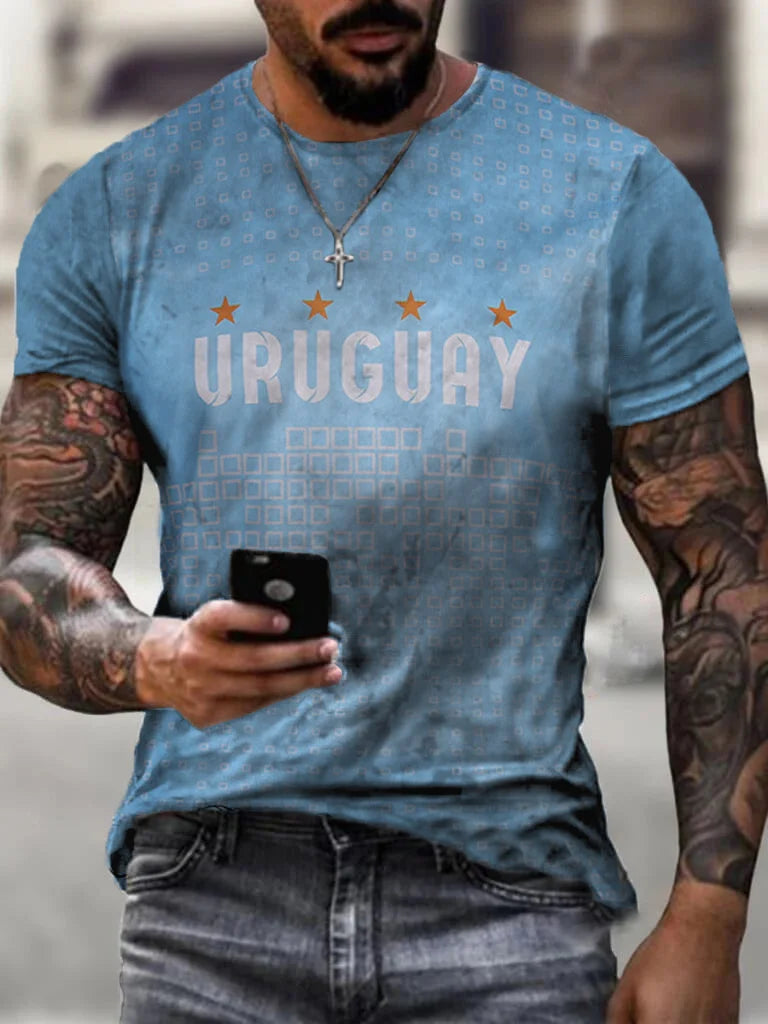 Uruguay Sports Football Printed T-Shirt
