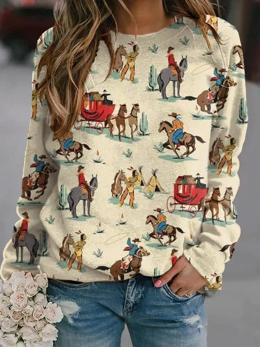 Sweat-shirt imprimé Western Vintage pour femmes