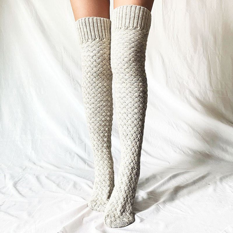 Pile socks over the knee knitted yarn high socks