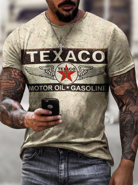 Engine oil print casual T-shirt