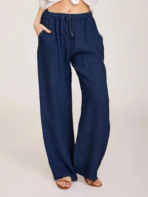 Double Pockets Elastic Waist Cozy Pants