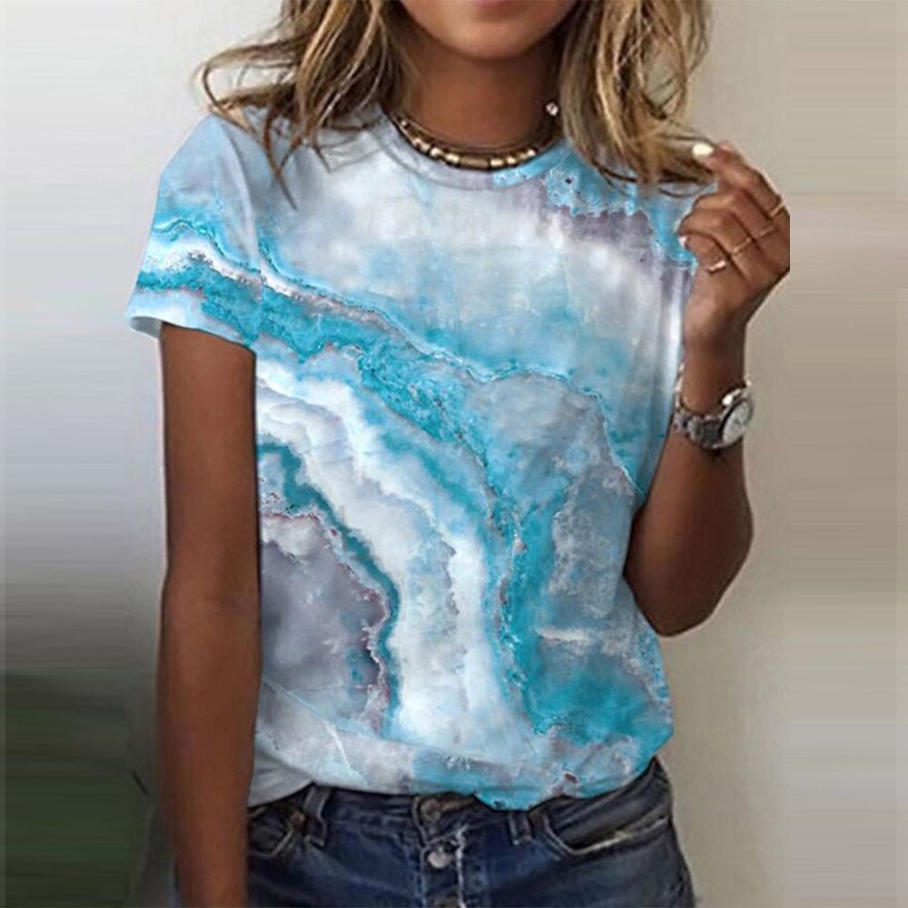 Ocean Dream Blue Marble Print Top - DUVAL