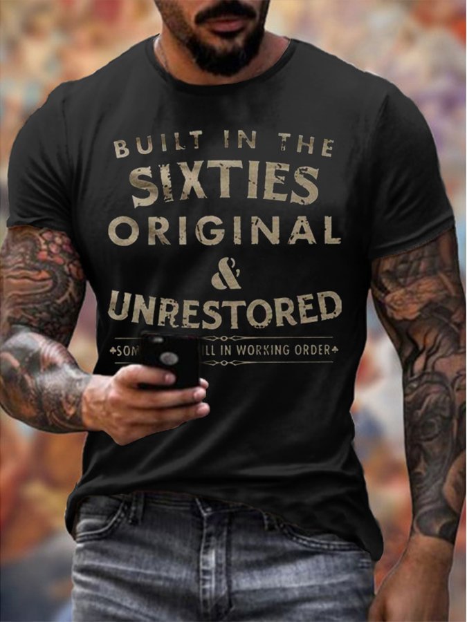 Men's Built In The Sixties Unrestored Motorcycle Printed T-shirt - DUVAL