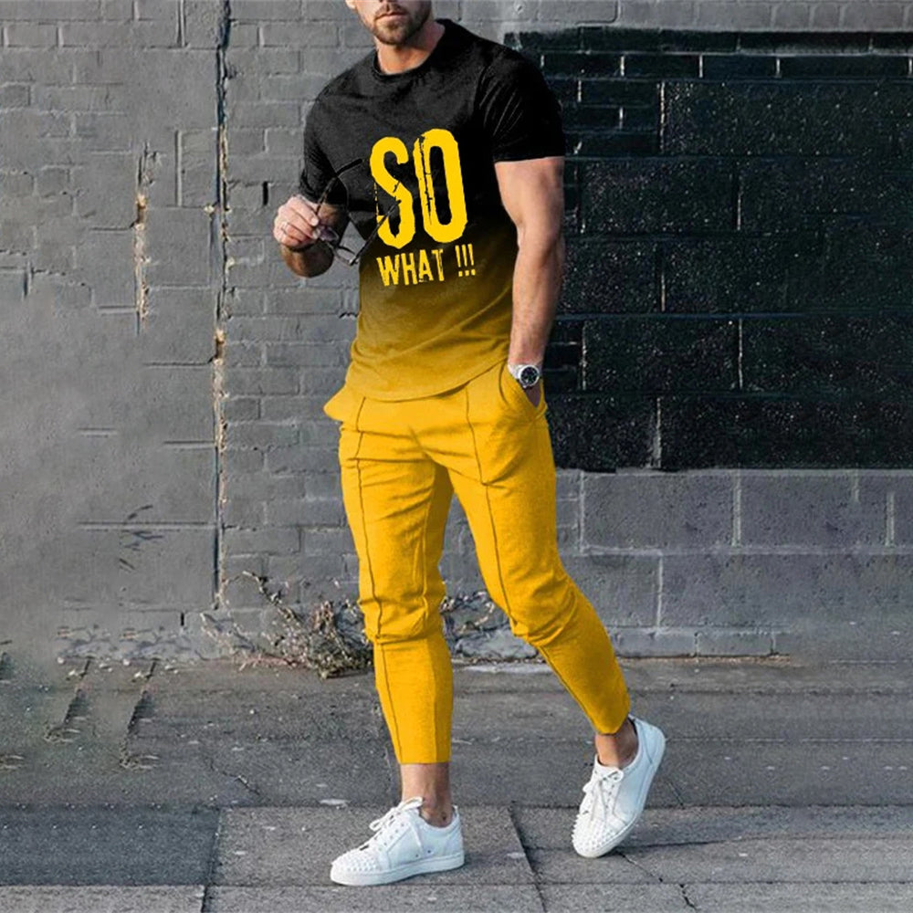 So What Yellow City Tracksuit Men's Casual Luxury Sets