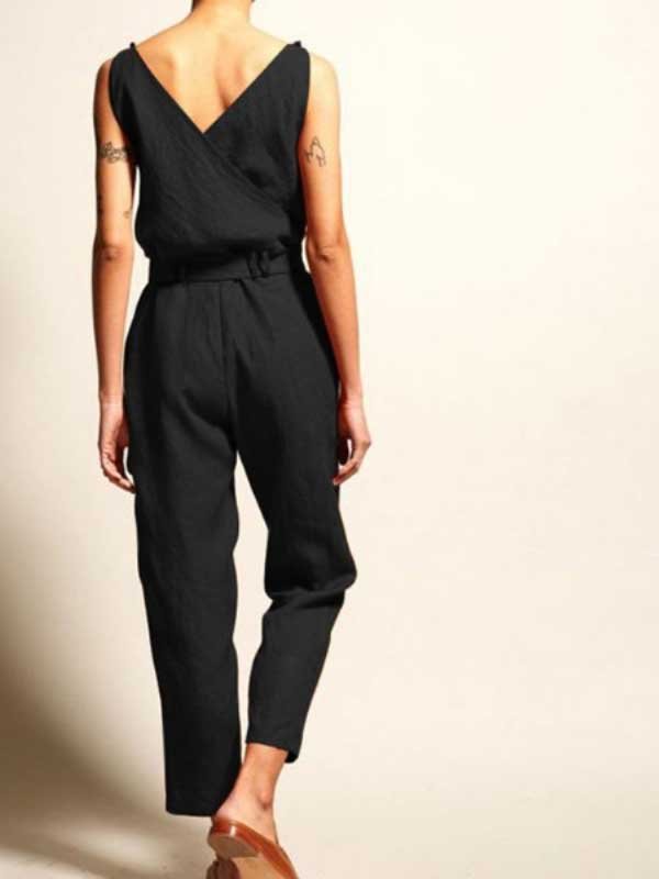 V-neck Sleeveless Jumpsuit - DUVAL