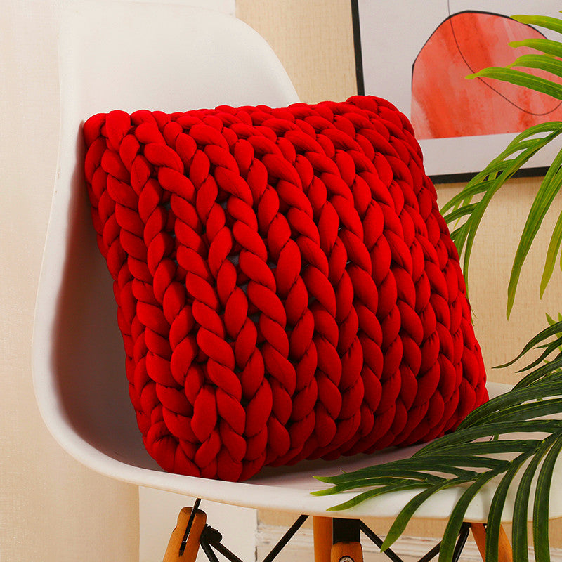 Woven hand woven blanket strip heart - filling yarn throw pillow