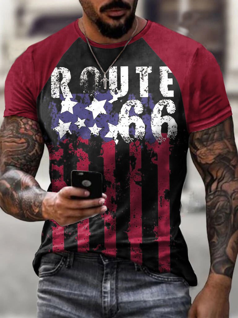 Route 66 Print Vintage Men's T-Shirt