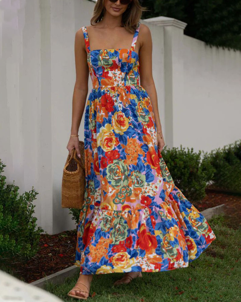 Fashion Print Strapless Sling Dress