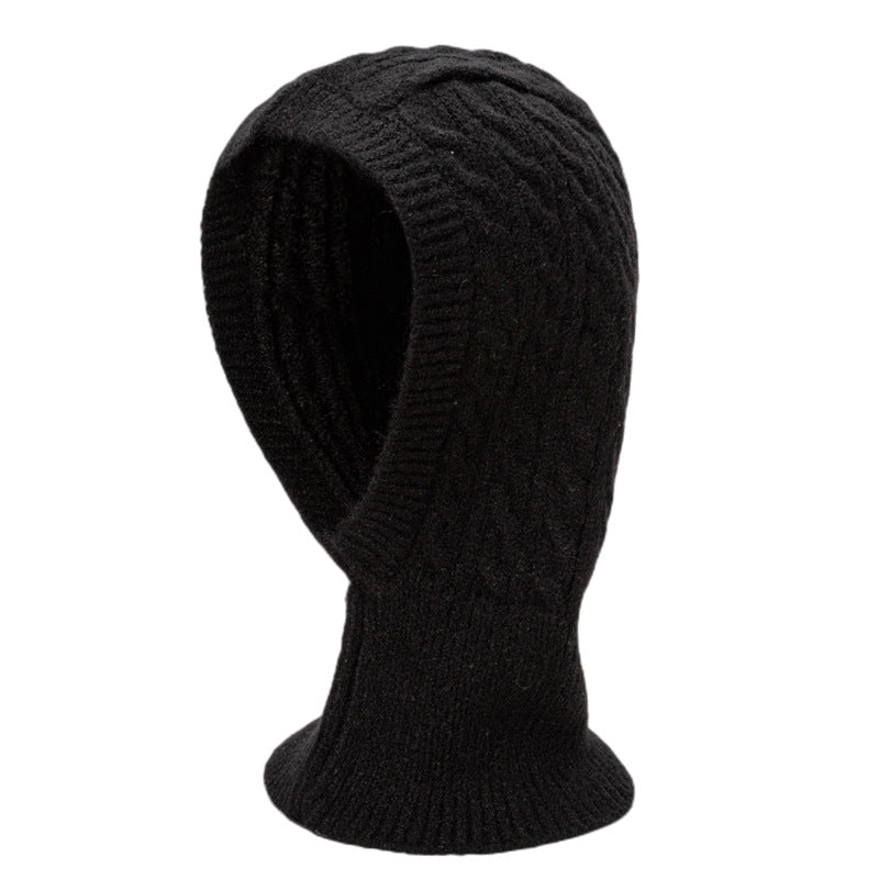 Twisted Jacquard Wool Pullover One-piece Hat