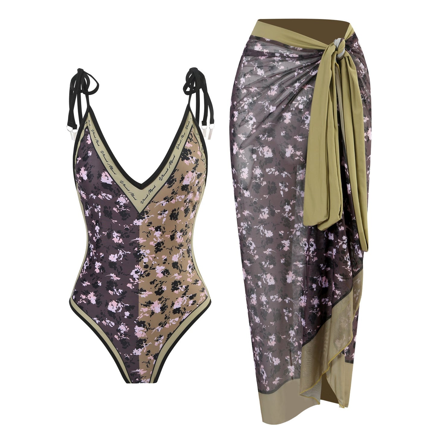 Vintage V-Neck Printed Swimsuit Set -Multiple options