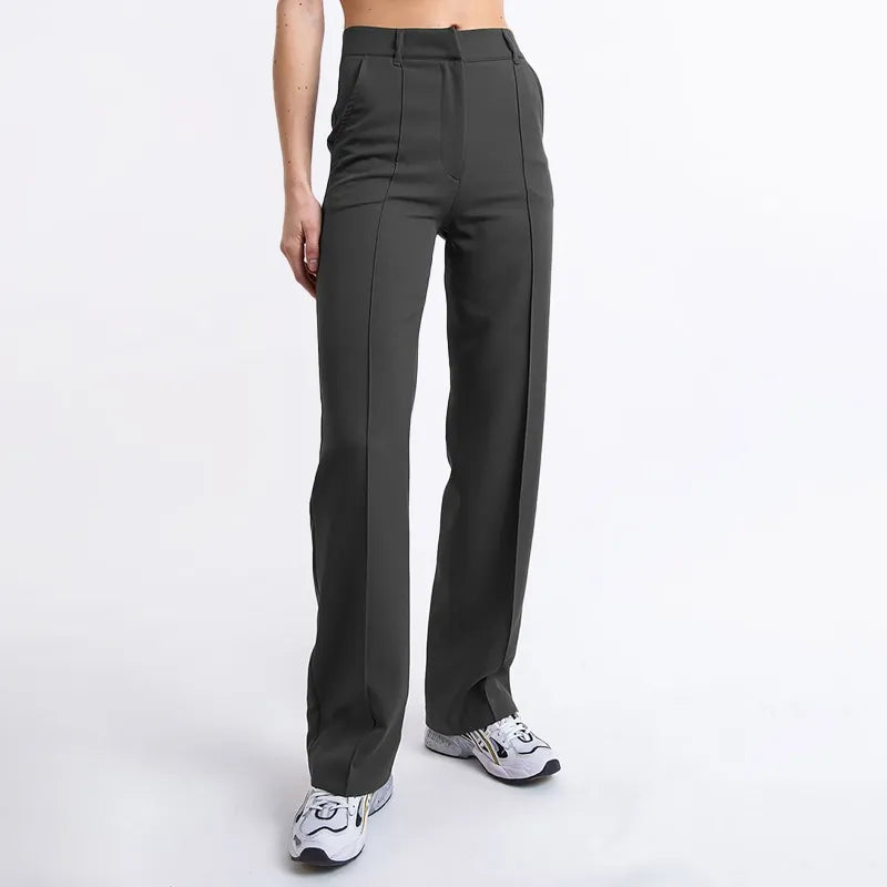 High Waisted Suit Pants with Straw Pleats