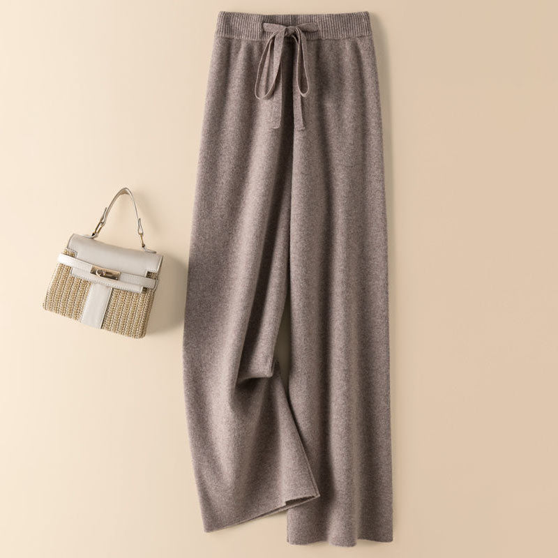 Thickened all-match autumn and winter drape knitted trousers