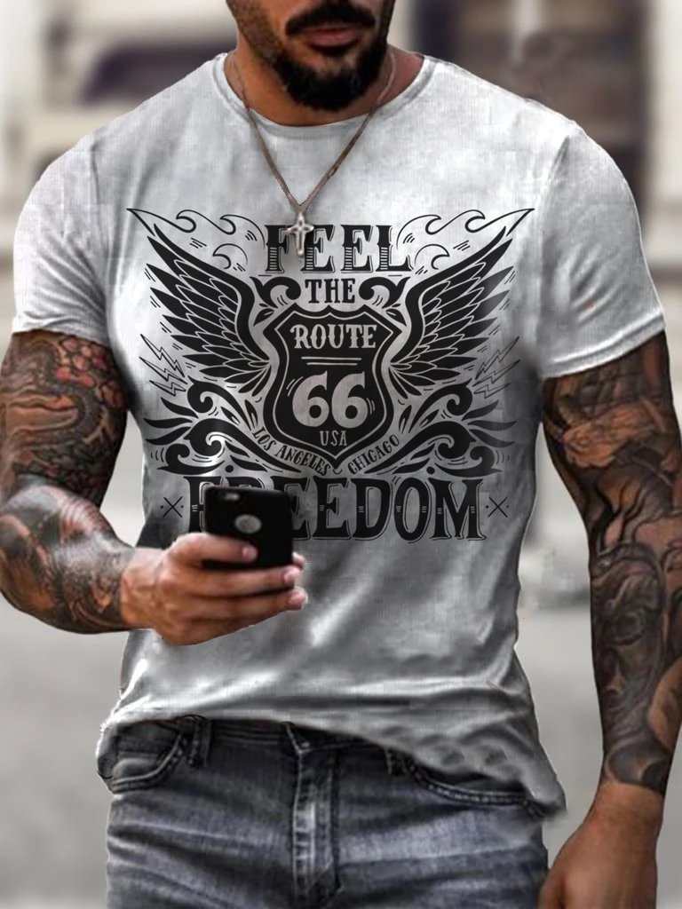 Mens Feel The Freedom Route 66 T-shirt - DUVAL
