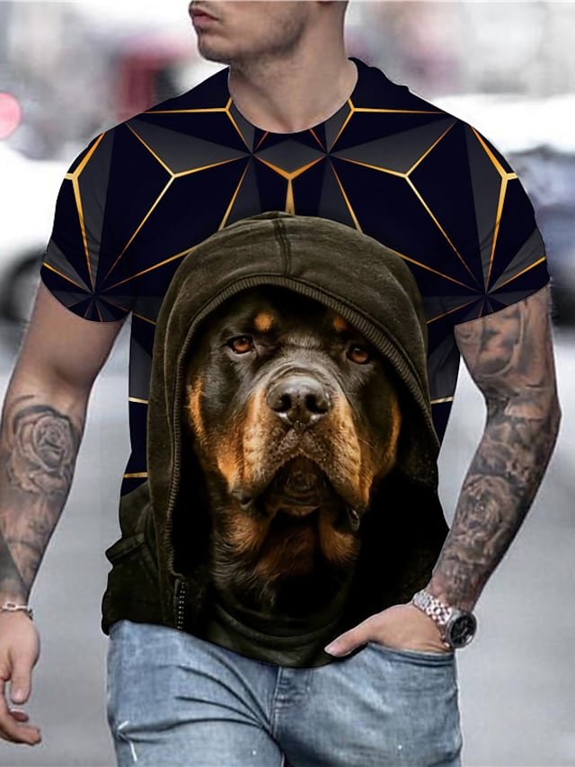 Men's Unisex T shirt Tee Shirt Tee Dog Graphic Prints Crew Neck Black 3D Print Daily Holiday Print Clothing Apparel Designer Casual Big and Tall / Summer / Short Sleeve / Summer / Short Sleeve