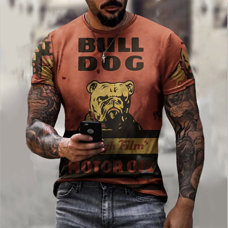 Bulldog Oil Logo Retro Casual T-shirt - DUVAL