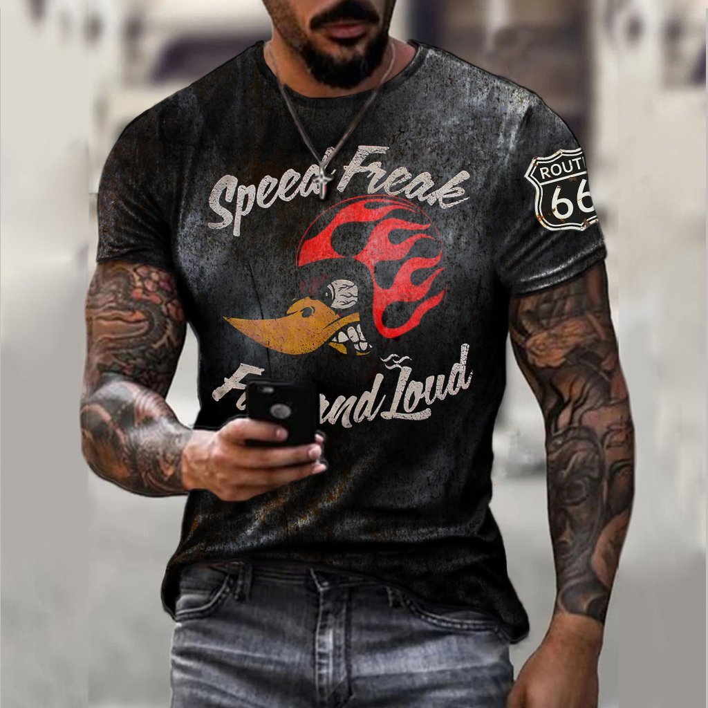 Mens Mr Horsepower Fashion Speed Freak Print Casual T-shirt - DUVAL