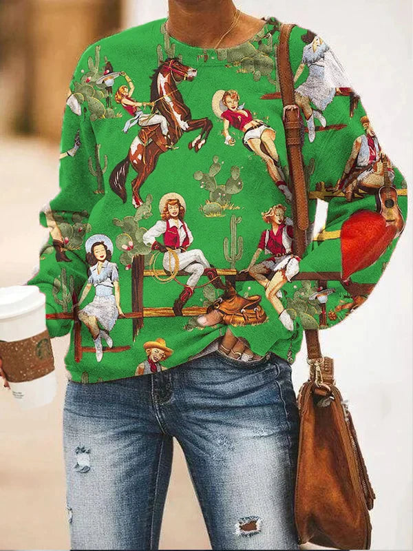 Western Vintage Print Hoodie