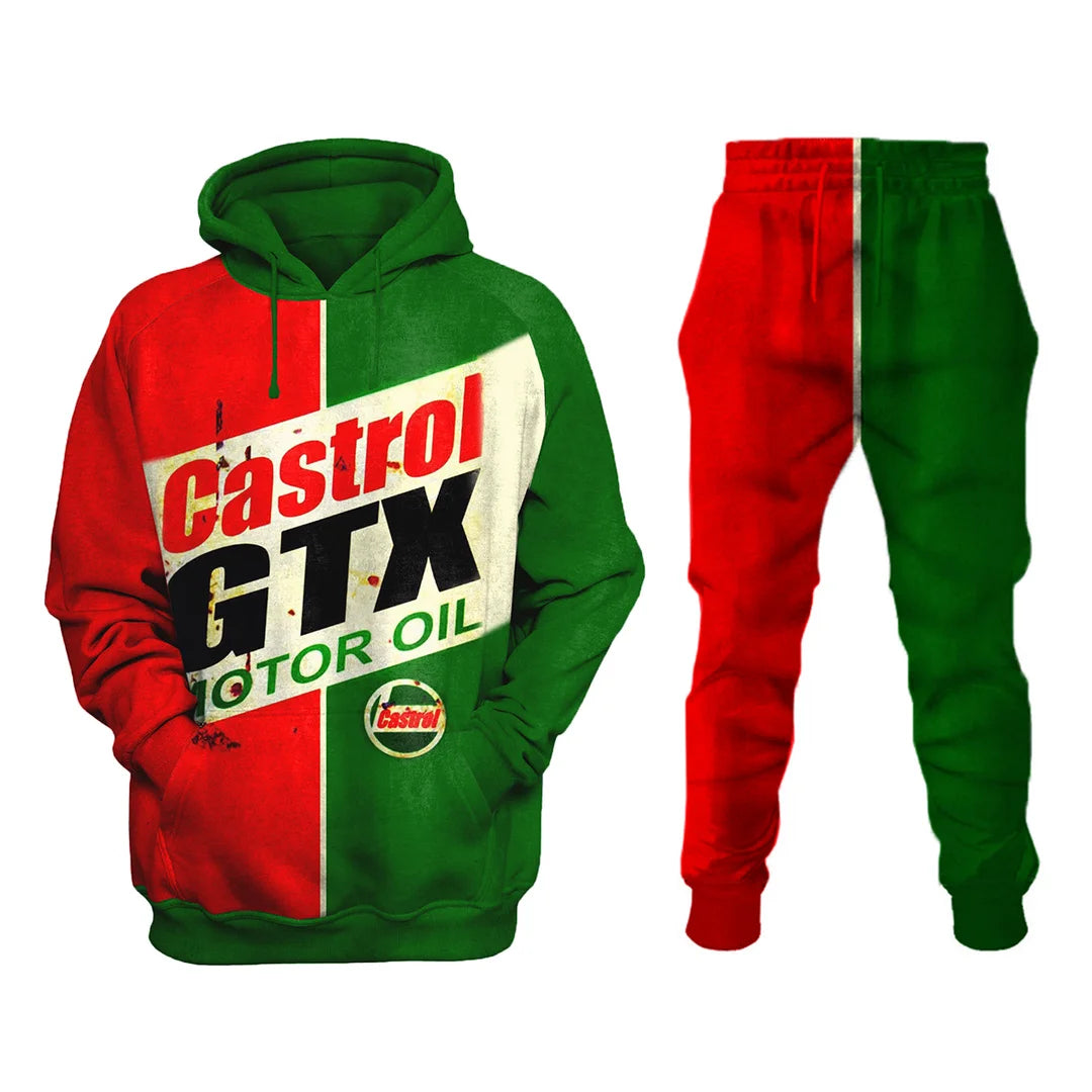 Castrol GTX Retro Engine Oil Print Casual Sweatshirt Set
