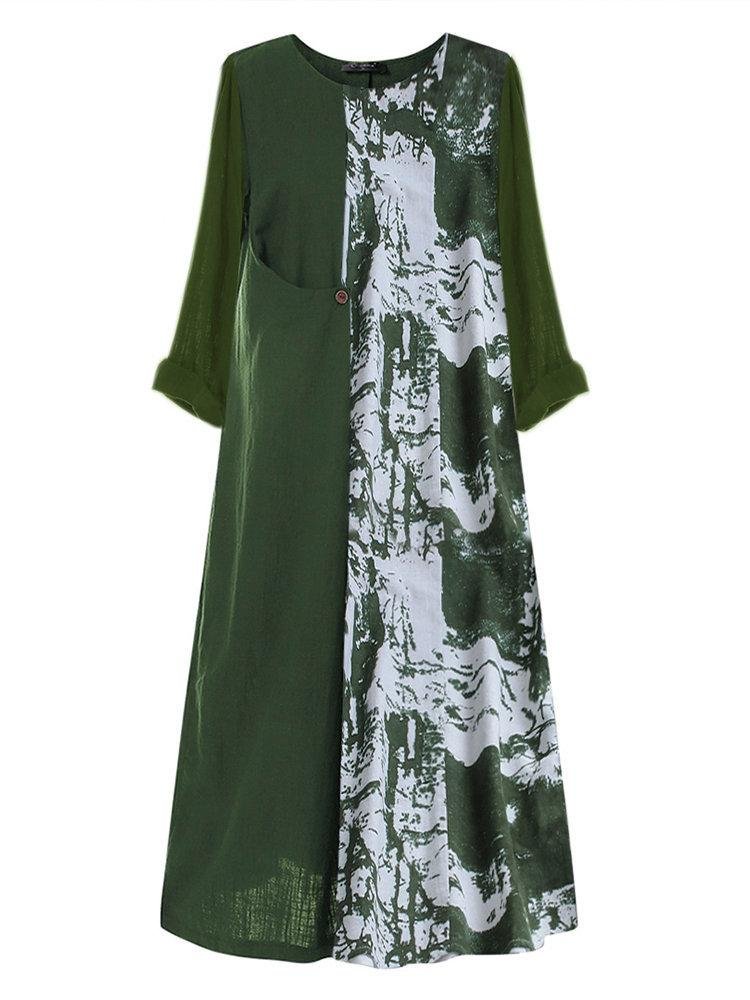 Summer Long Sleeve Printed Long Maxi Dresses