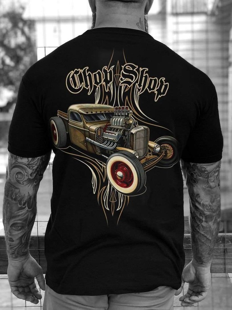 Chop Shop Car Print T-Shirt - DUVAL