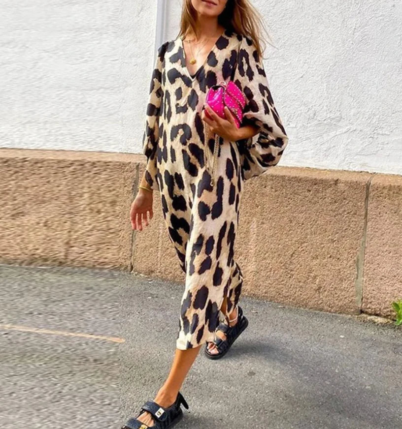 Wild Woman - Robe longue à imprimé léopard