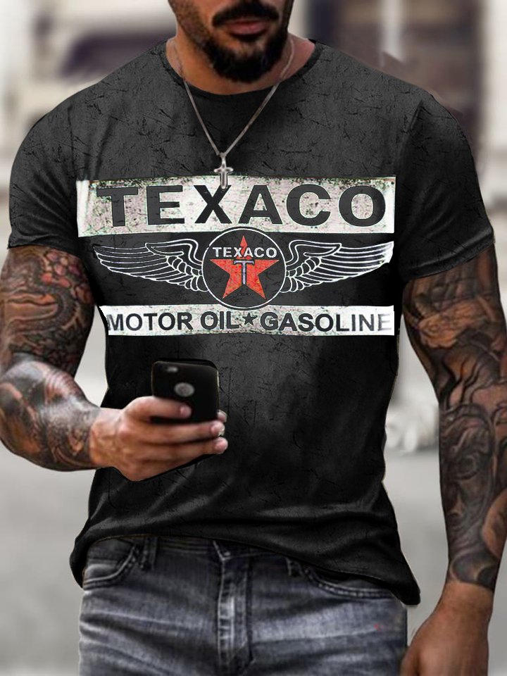 Engine oil print casual T-shirt - DUVAL