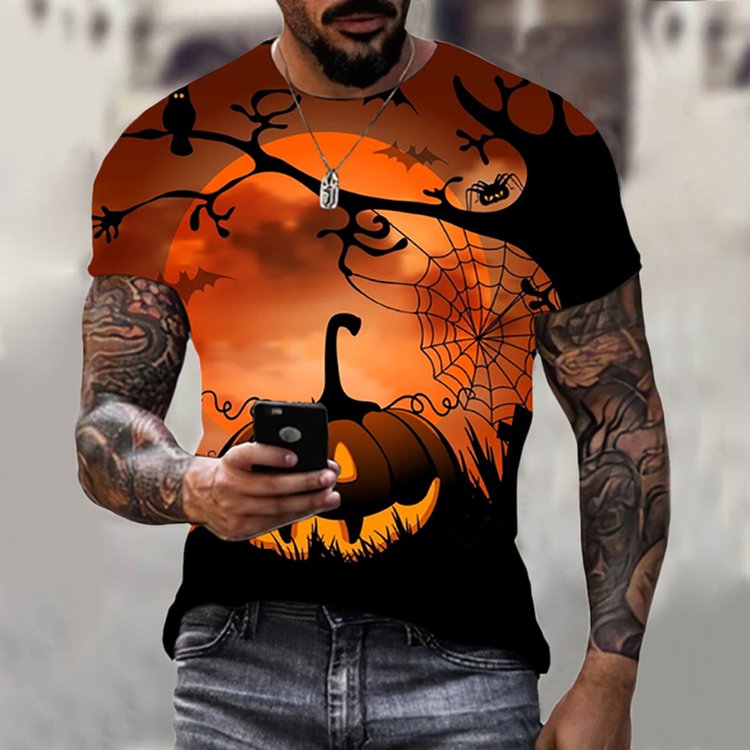 Men's Stylish Casual Halloween Short Sleeved T-Shirt - DUVAL