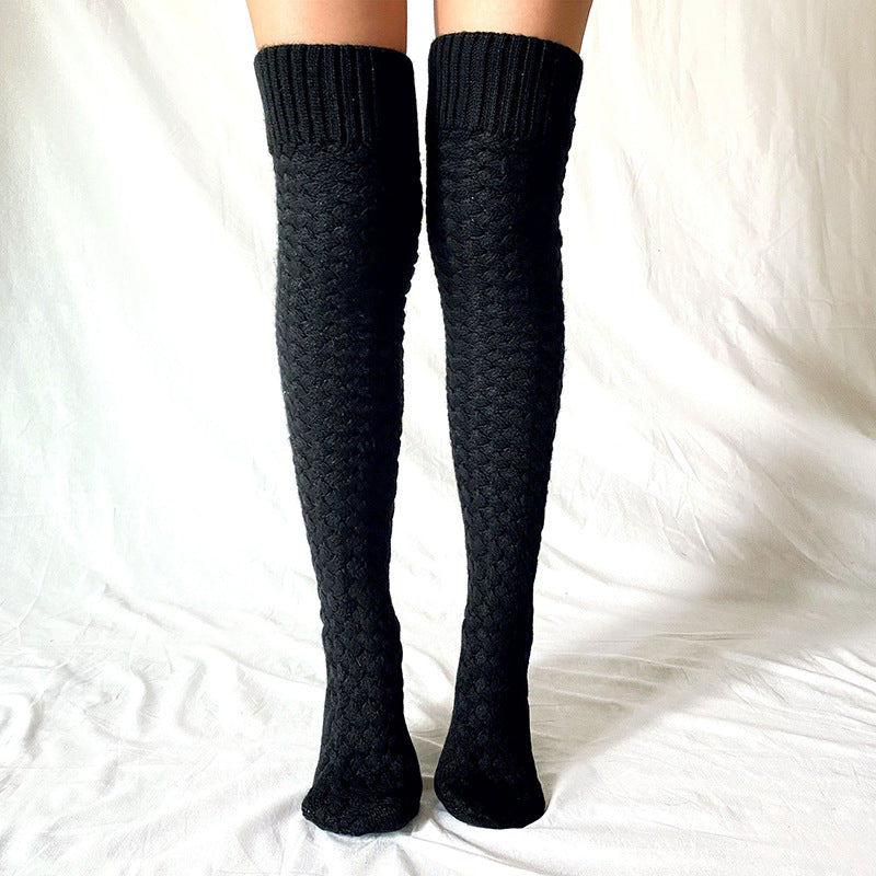 Pile socks over the knee knitted yarn high socks