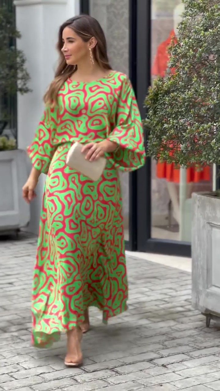 Two-piece loose plus size printed maxi dress