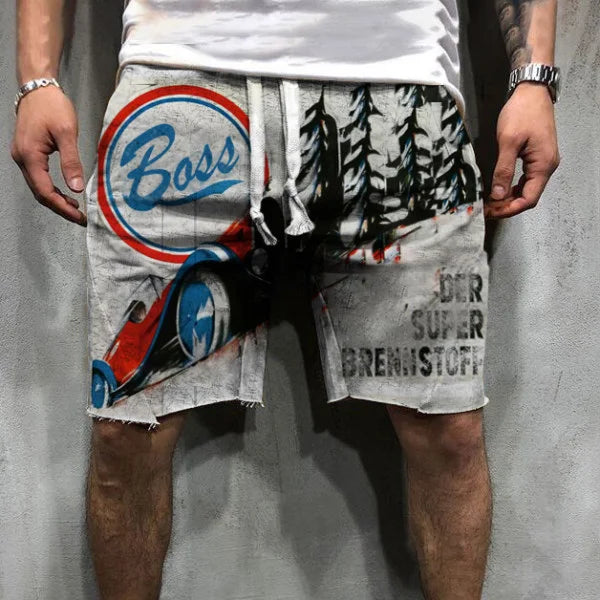 Retro Engine Oil Logo Print Shorts - DUVAL