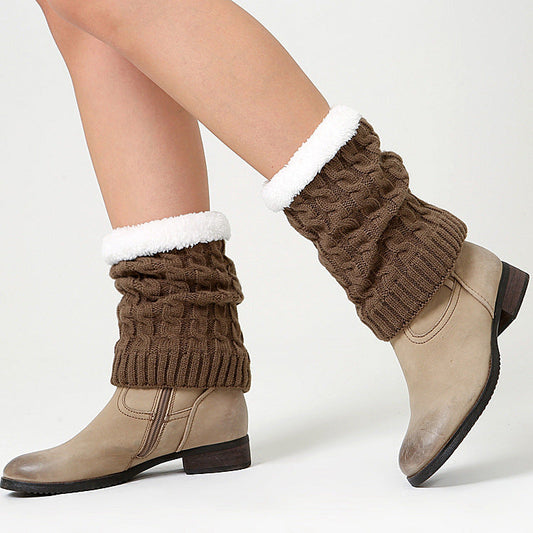 Knitted Knee Warmers Fleece Socks