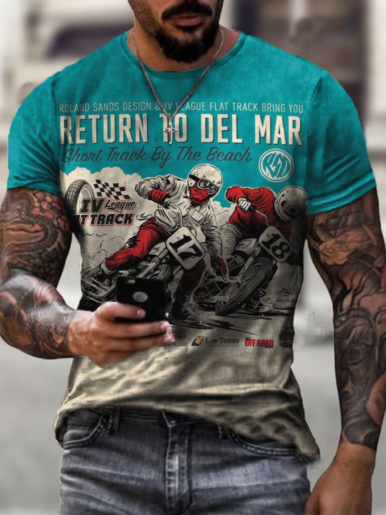 RETURN TO DEL MAN Retro Outdoor Motorcycle Men's T-Shirt