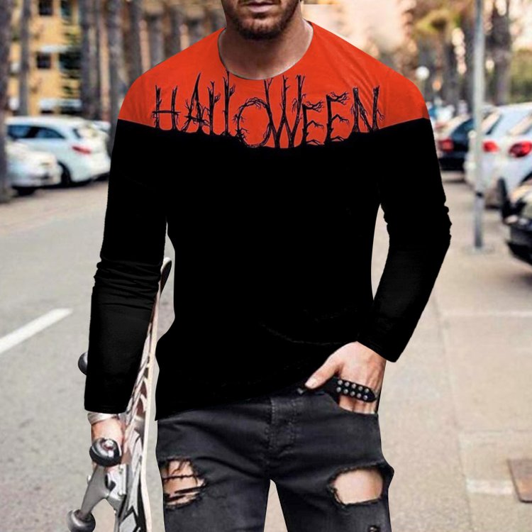 Men's Stylish Casual Halloween Long-Sleeved T-Shirt