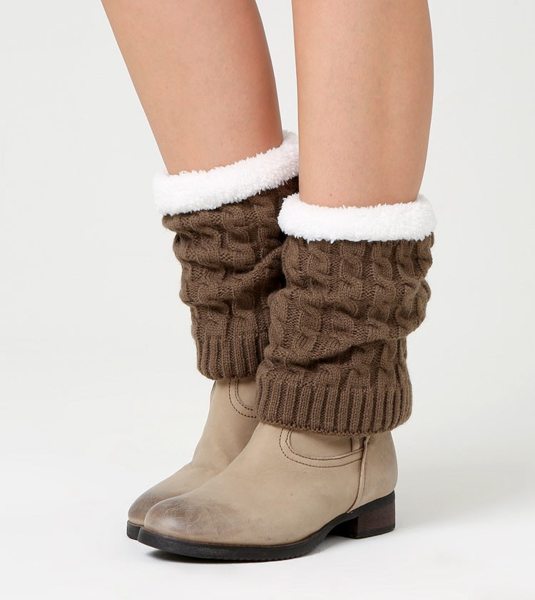 Knitted Knee Warmers Fleece Socks