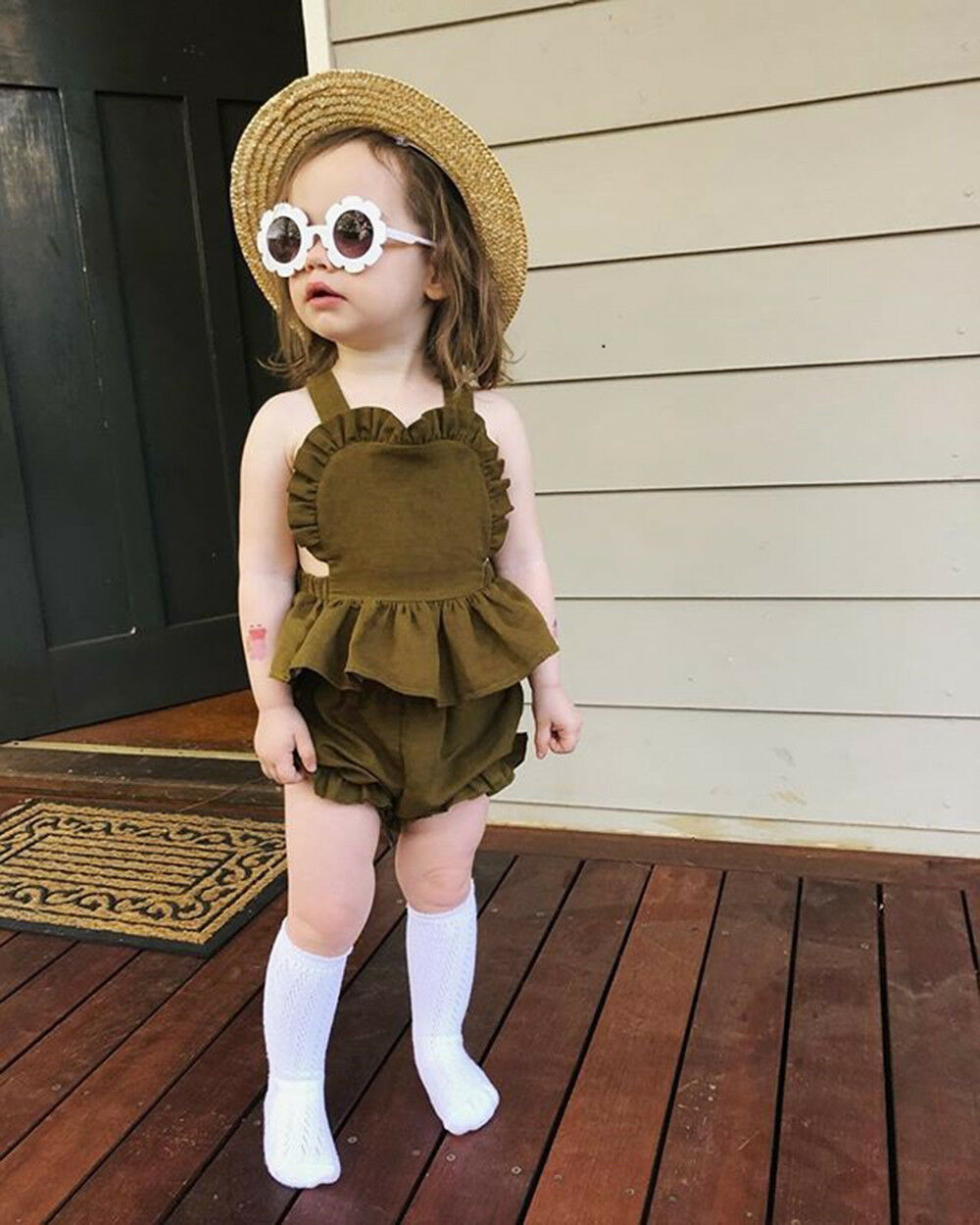 Summer children's flying sleeve two piece set