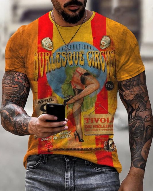 Men's Printed Motorcycle Casual Short Sleeve T-Shirt - DUVAL