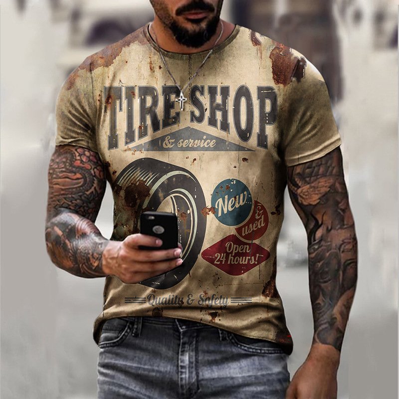 Men's Tire Shop Vintage Print T-Shirt - DUVAL