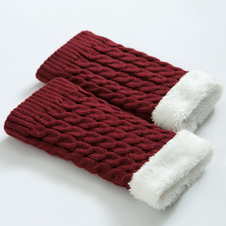 Knitted Knee Warmers Fleece Socks