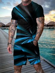 MEN'S ABSTRACT THREE-DIMENSIONAL LINE LEISURE SUIT