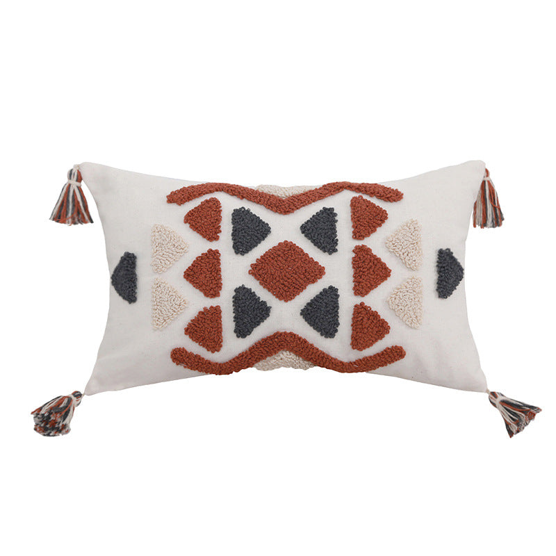 Simple tufted embroidered Bohemian pillow cushion