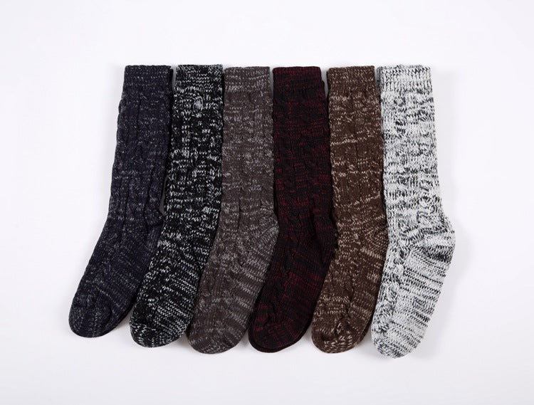 Knitted Warm Mixed Color Figure 8 + Strip of Mid-style Floor Socks