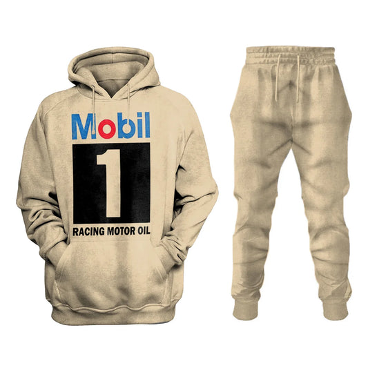 Mobile Mens Vintage Motor Oil Badge Sweatshirt Set
