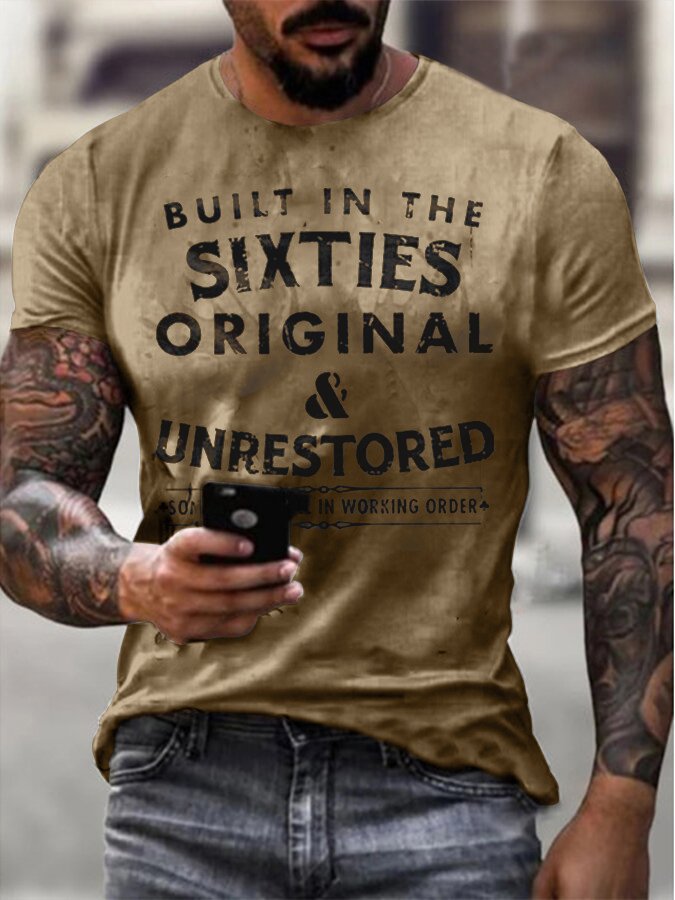 Mens Built In The Sixties Unrestored Motorcycle Printed T-shirt - DUVAL