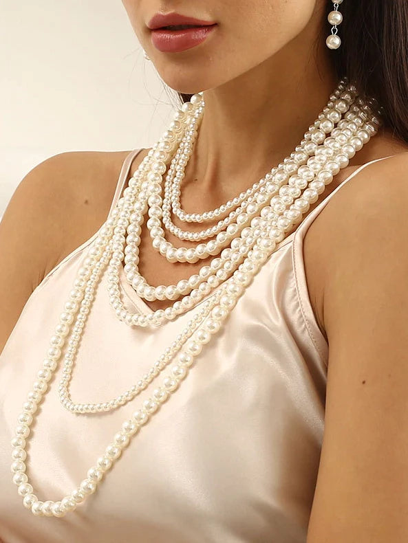 Multilayer Pearl Necklace Long Sweater Chain