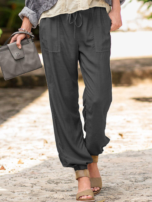 Women's elastic loose waist pencil casual pants