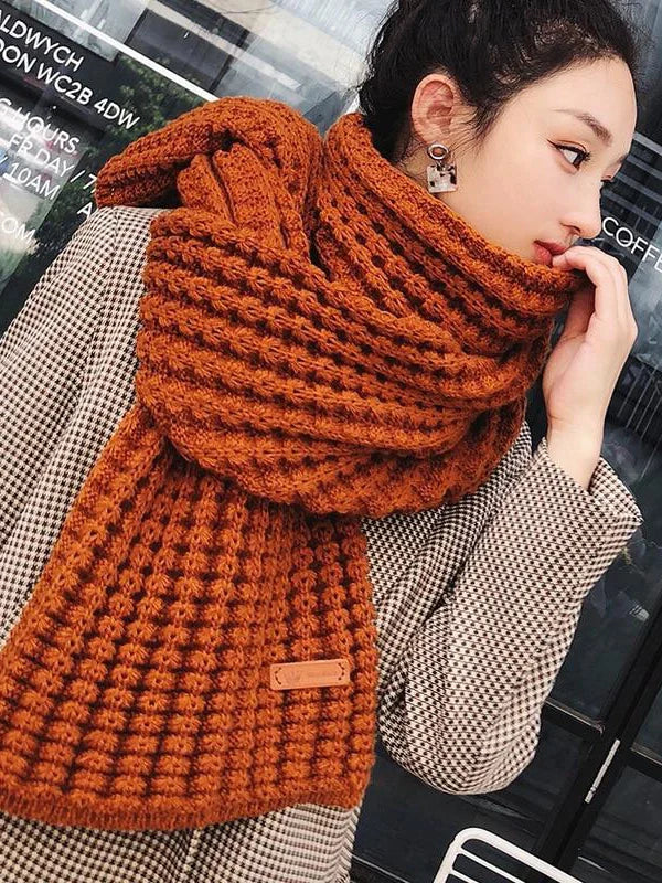 New Winter Knitted Scarf Fashion Women Warm Pashmina Thickened Wool Scarf