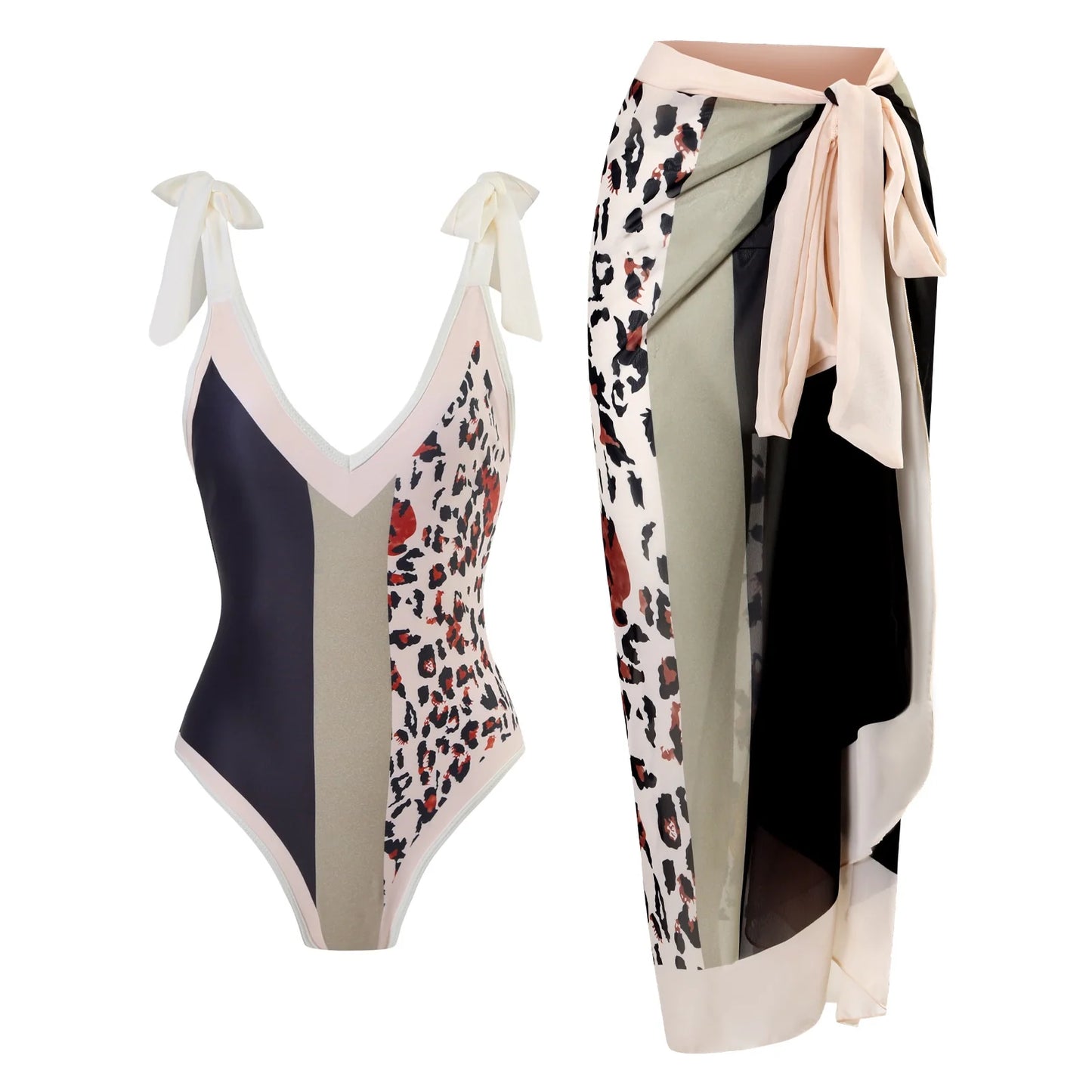 Vintage V-Neck Printed Swimsuit Set -Multiple options